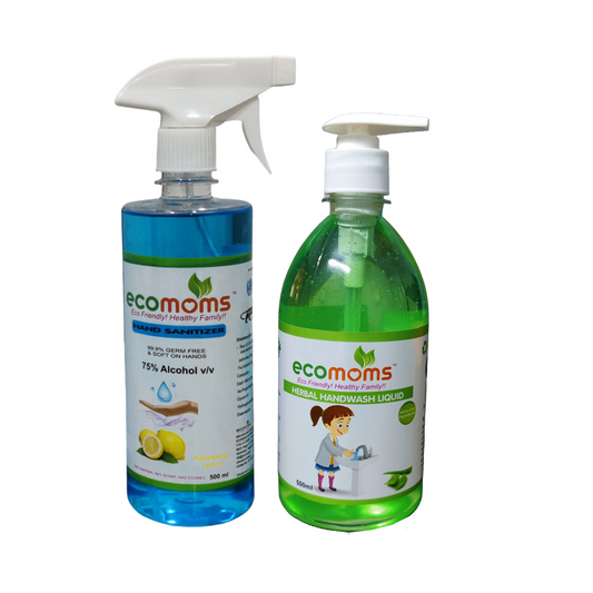 Hand Sanitizer Liquid + Hand Wash Liquid  Gel Combo-2 - Ecomoms