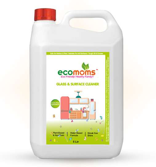 Ecomoms Non-Toxic Glass & Surface Liquid Cleaner , Eco-Friendly Solution for Car, Kitchen, Home, and Glass Surfaces,Pet and Baby Safe - Ecomoms