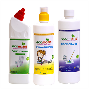 Natural Dish Wash + Toilet Cleaner & Floor + Surface Cleaner | Home Hygiene Combo - Ecomoms