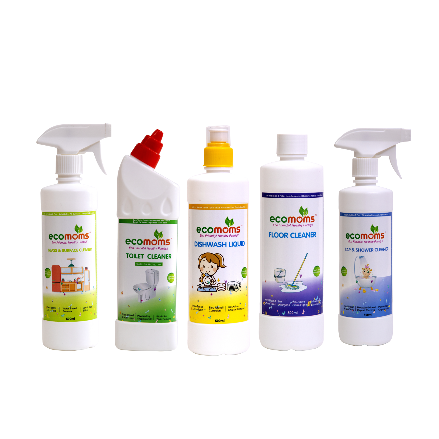 Tap & Shower+ Dishwash+ Floor+ Toilet+ Surface Cleaners HOME HYGIENE Combo 5 - Ecomoms