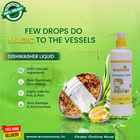 Ecomoms Natural Ingredient Formulation | Highly Safe to Use | Dishwashing Liquid With Lemon - Ecomoms