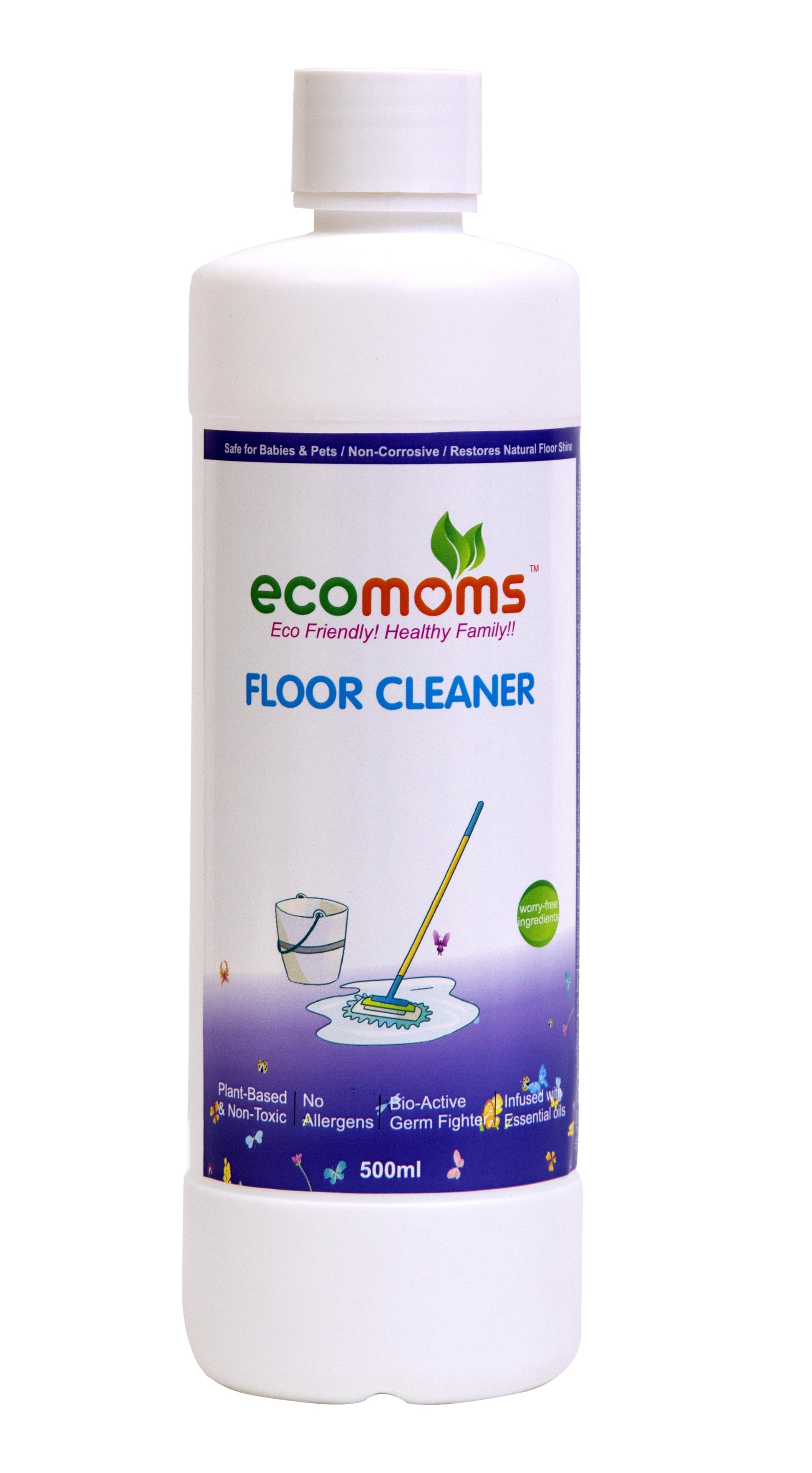 Ecomoms Floor Cleaner Liquid | Non Toxic, Baby Safe & Pet Safe | Biodegradable & Eco Friendly | Natural with Citronella oil and Lavender oil - Ecomoms