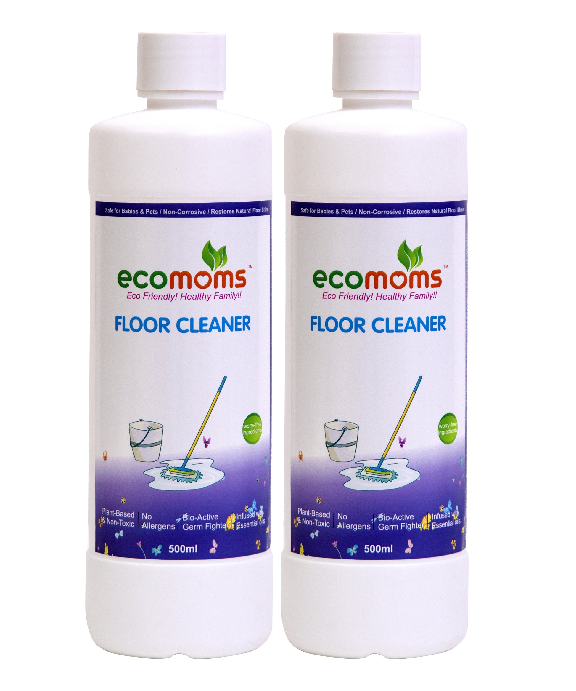 Ecomoms Floor Cleaner Liquid | Non Toxic, Baby Safe & Pet Safe | Biodegradable & Eco Friendly | Natural with Citronella oil and Lavender oil - Ecomoms