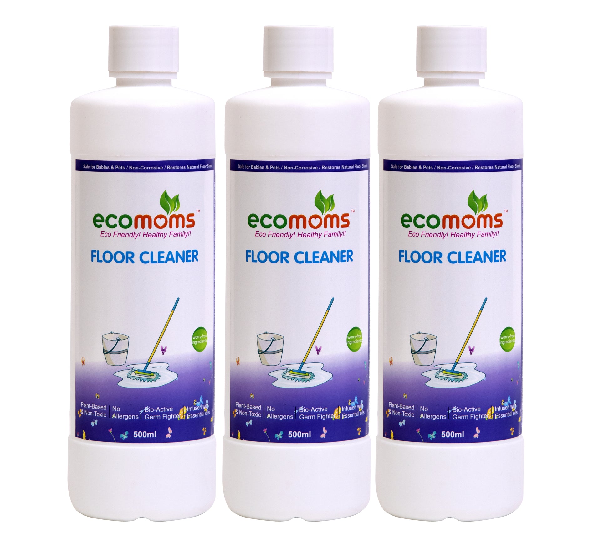 Ecomoms Floor Cleaner Liquid | Non Toxic, Baby Safe & Pet Safe | Biodegradable & Eco Friendly | Natural with Citronella oil and Lavender oil - Ecomoms