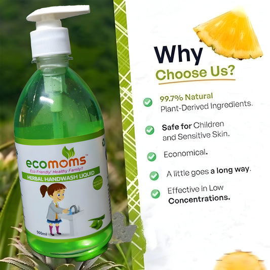 Ecomoms Natural Hand Wash | All Skin Types | Kids Safe | Eco-Friendly, Plant-Based - Ecomoms