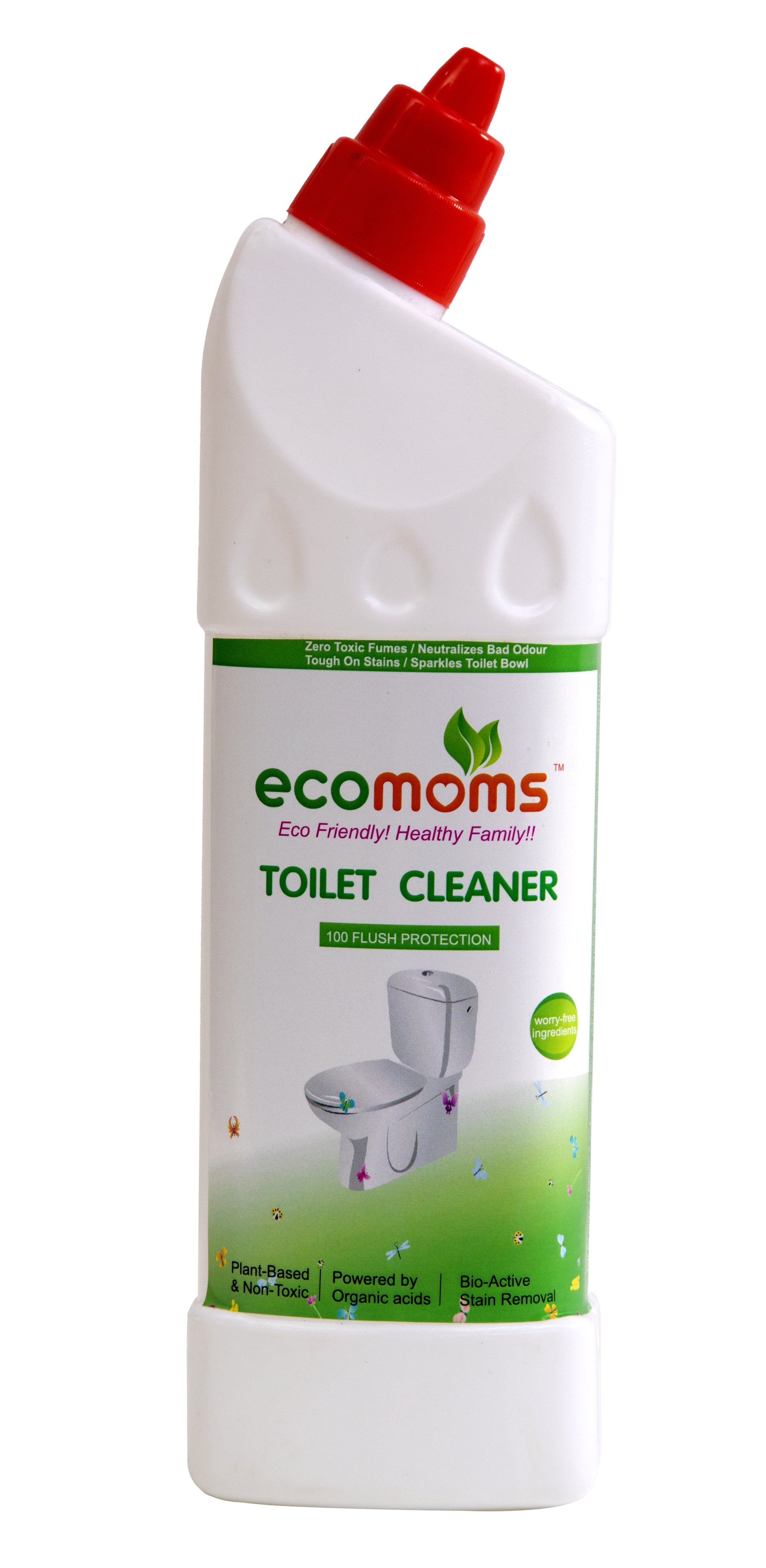 Ecomoms Toilet Bowl Cleaner | Eco Friendly | 99.9% Chemical Free | No Toxic Fumes | Eliminates Odor| Biodegradable|100% Safe on Skin - Ecomoms