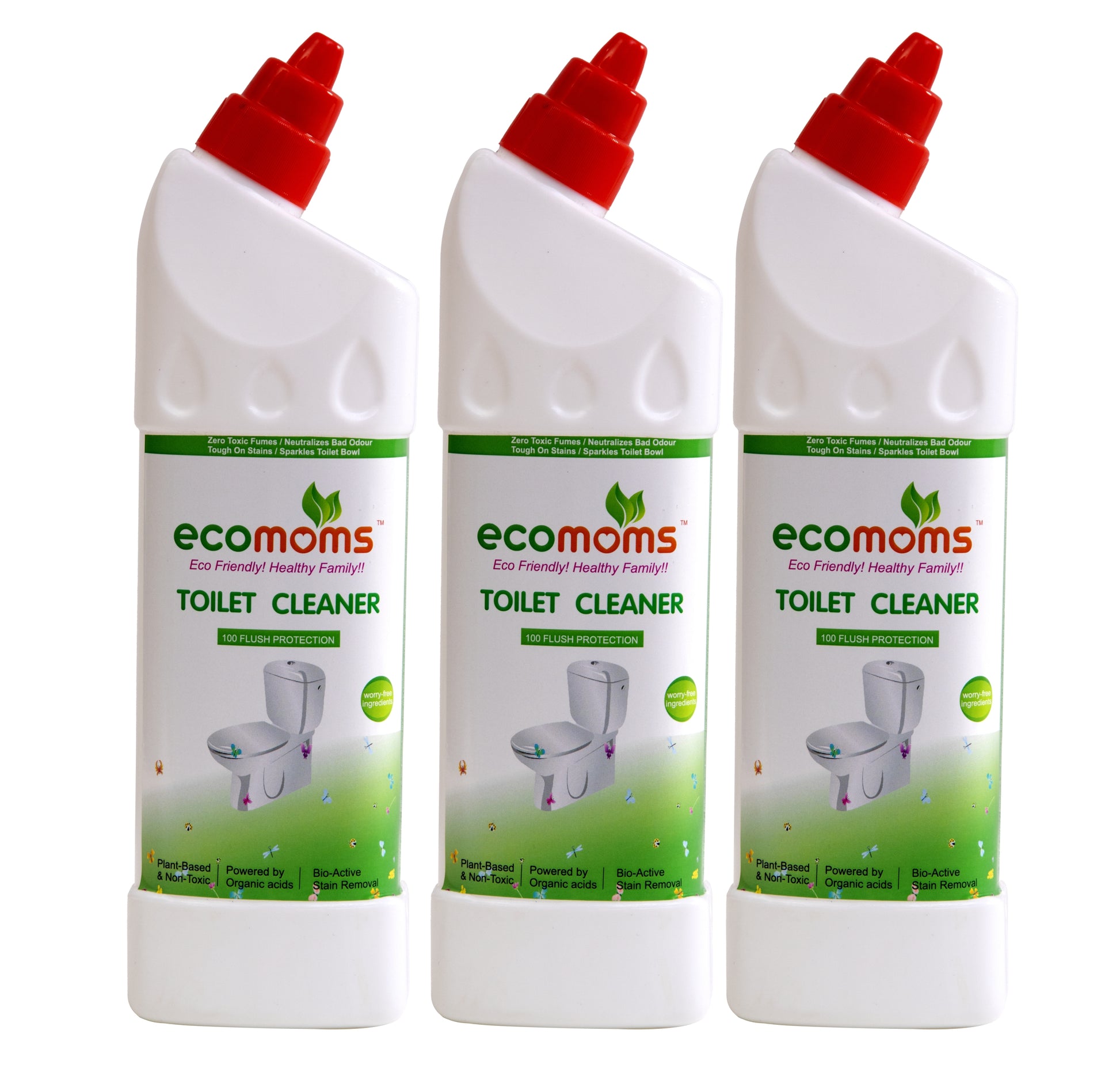 Ecomoms Toilet Bowl Cleaner | Eco Friendly | 99.9% Chemical Free | No Toxic Fumes | Eliminates Odor| Biodegradable|100% Safe on Skin - Ecomoms